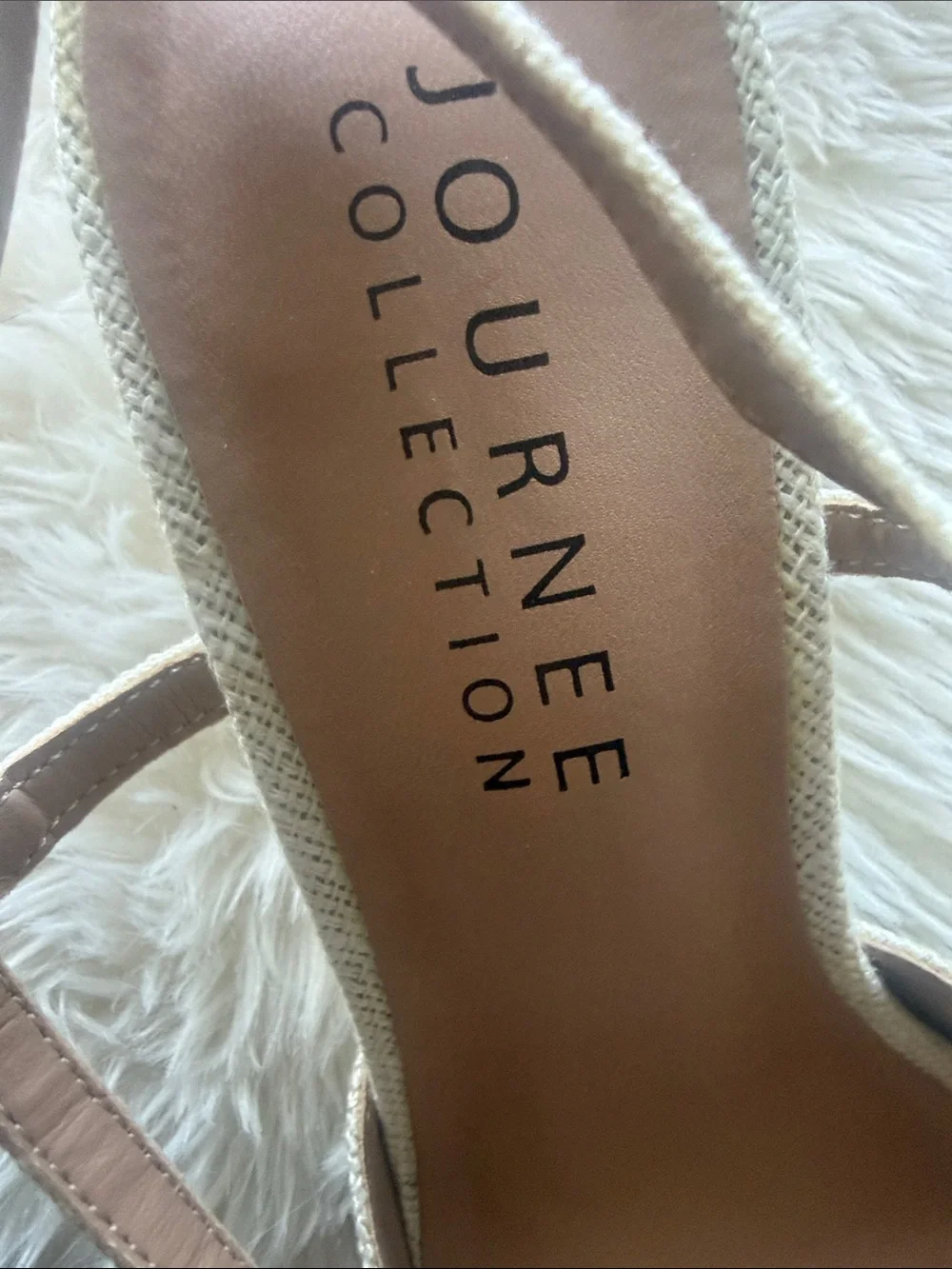 Journee Collection Cream Bow Pointed-Toe Slingback Wedges